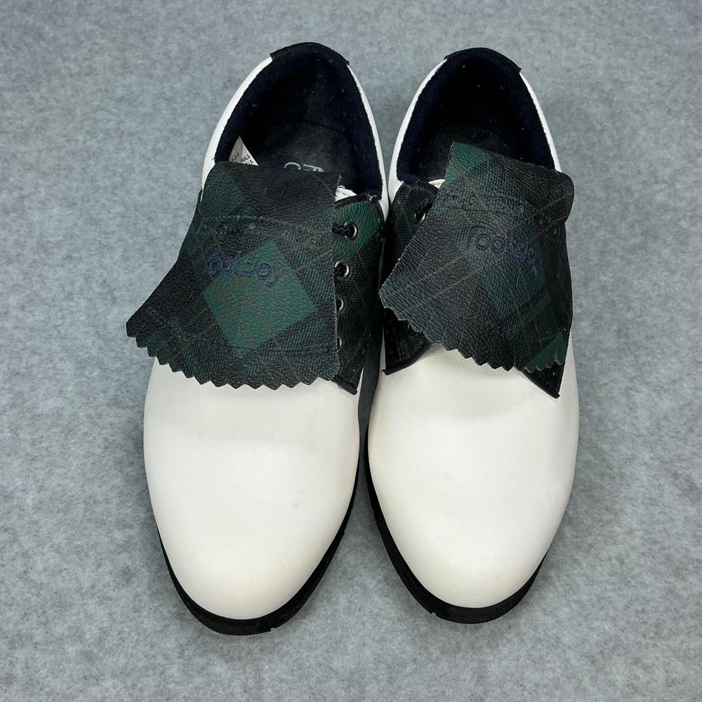 Vintage FootJoy GreenJoys White Green Plaid Kiltie Saddle Golf Shoes Womens 7